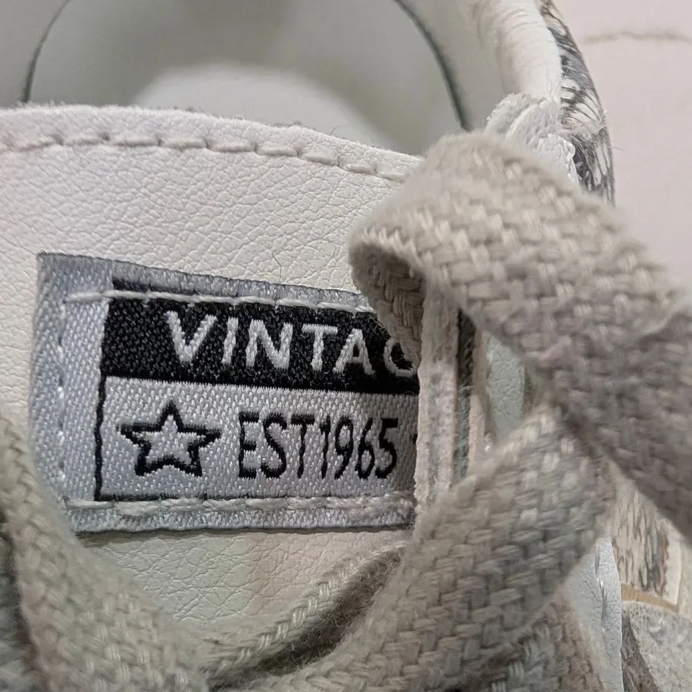 Vintage Havana Bianca Snake Low Top Sneakers White Silver Gray Star Trainers 4